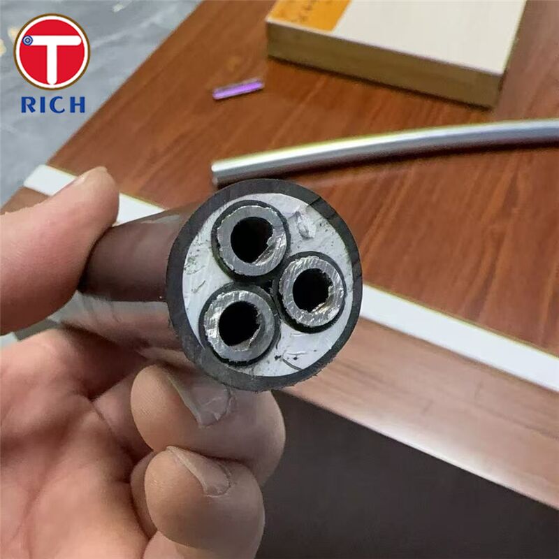 Denizcilik için 304L/316L/Duplex 2205 sınıflarında ve soğuk çekim/sıcak valye tekniklerinde plastik kaplama ile çok çekirdekli paslanmaz çelik dikişsiz boru